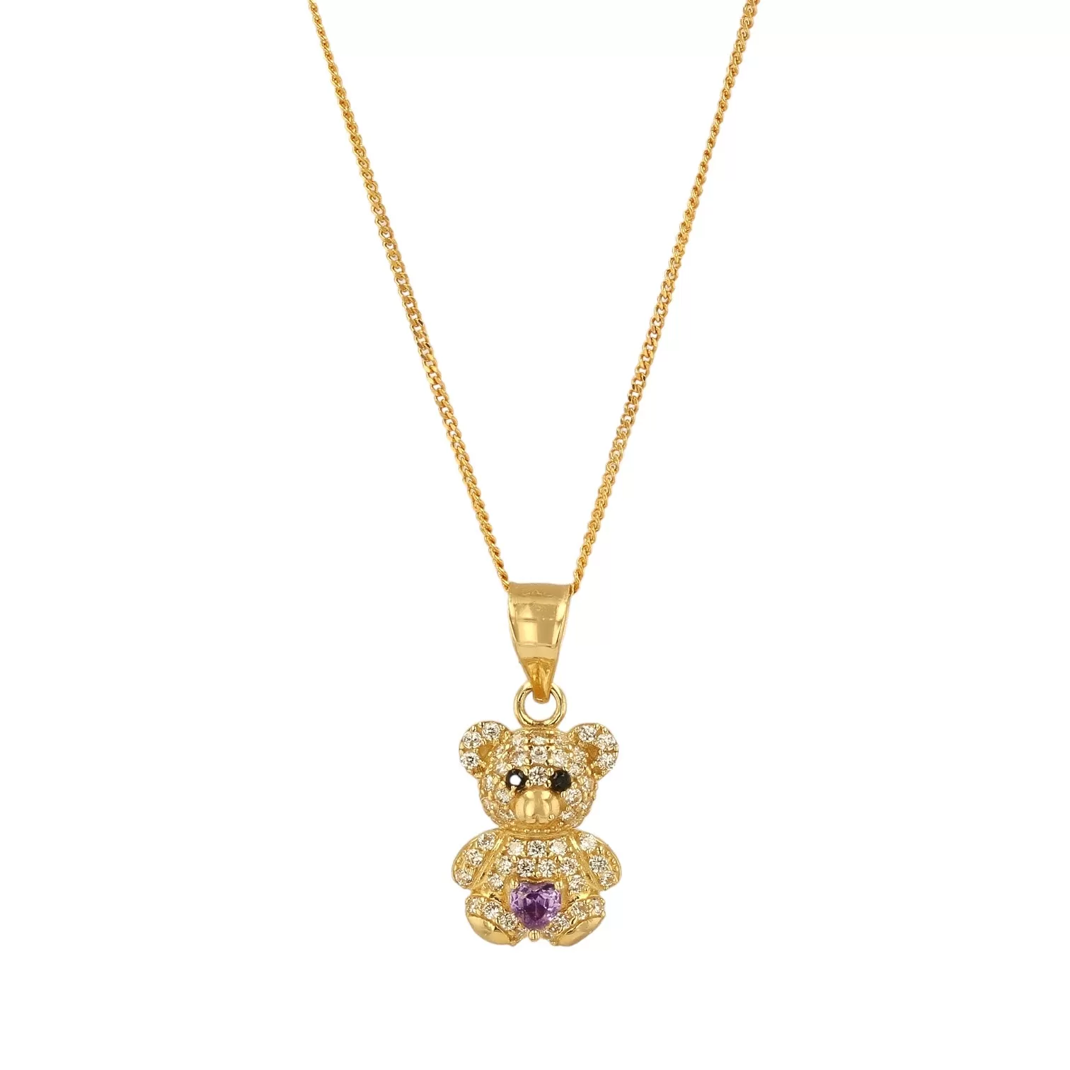 10k Yellow Gold Bear Pendant and Chain Set