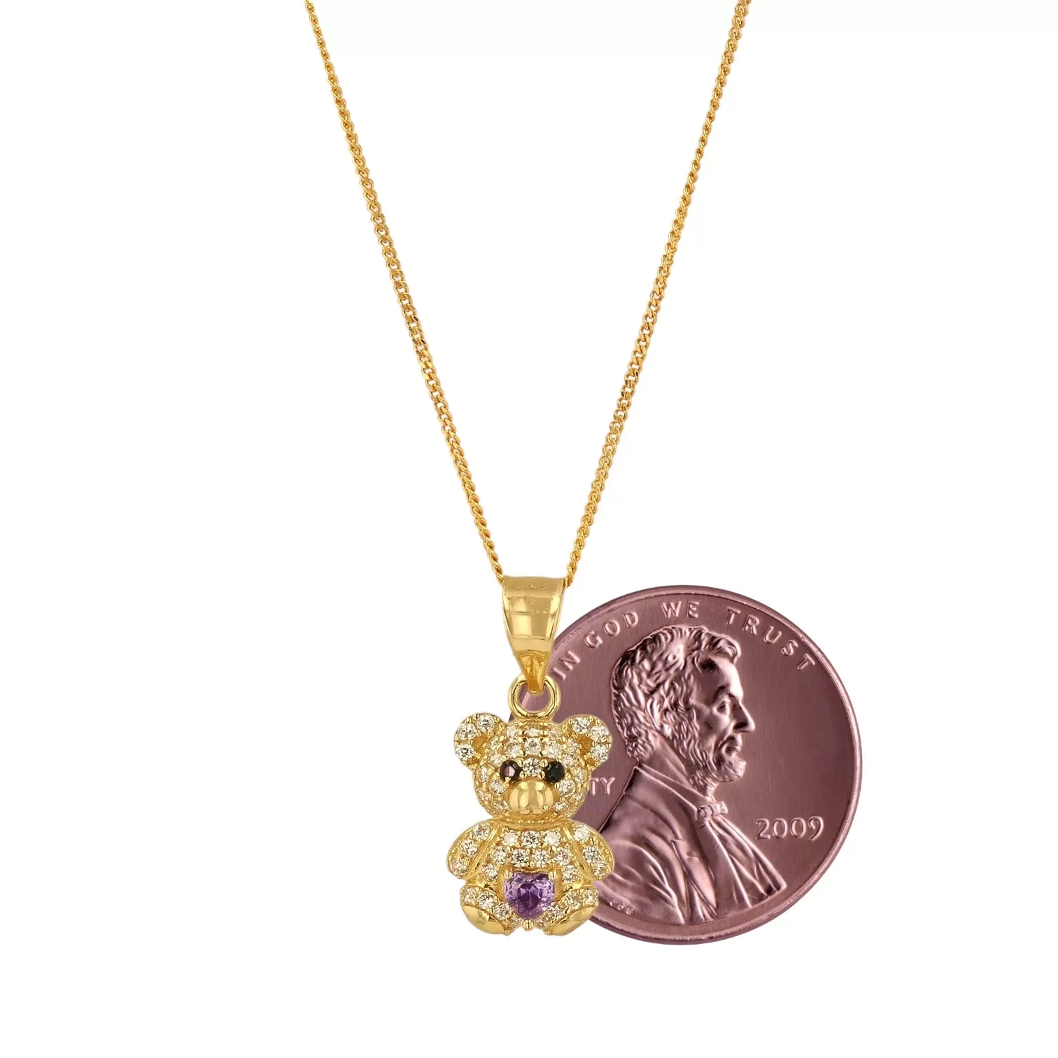 10k Yellow Gold Bear Pendant and Chain Set