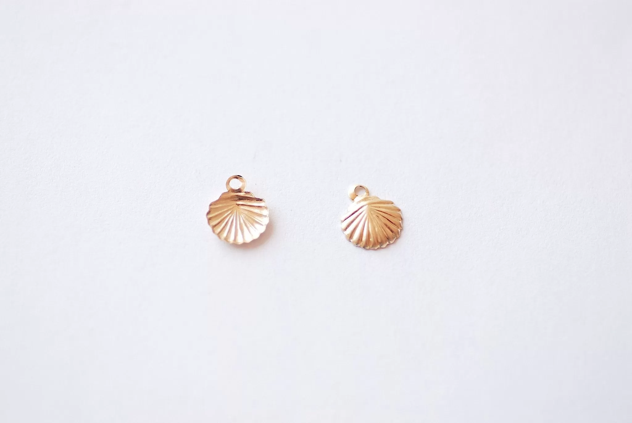 14k Gold Wholesale Filled Shell Charm -  2 Pieces Filled Beach Scallop Sea Shell Charm Ocean Marine Life Coral Clam Shell Oyster Cowrie