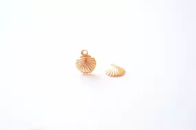 14k Gold Wholesale Filled Shell Charm -  2 Pieces Filled Beach Scallop Sea Shell Charm Ocean Marine Life Coral Clam Shell Oyster Cowrie