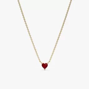 14K Lab Created Ruby Heart Necklace