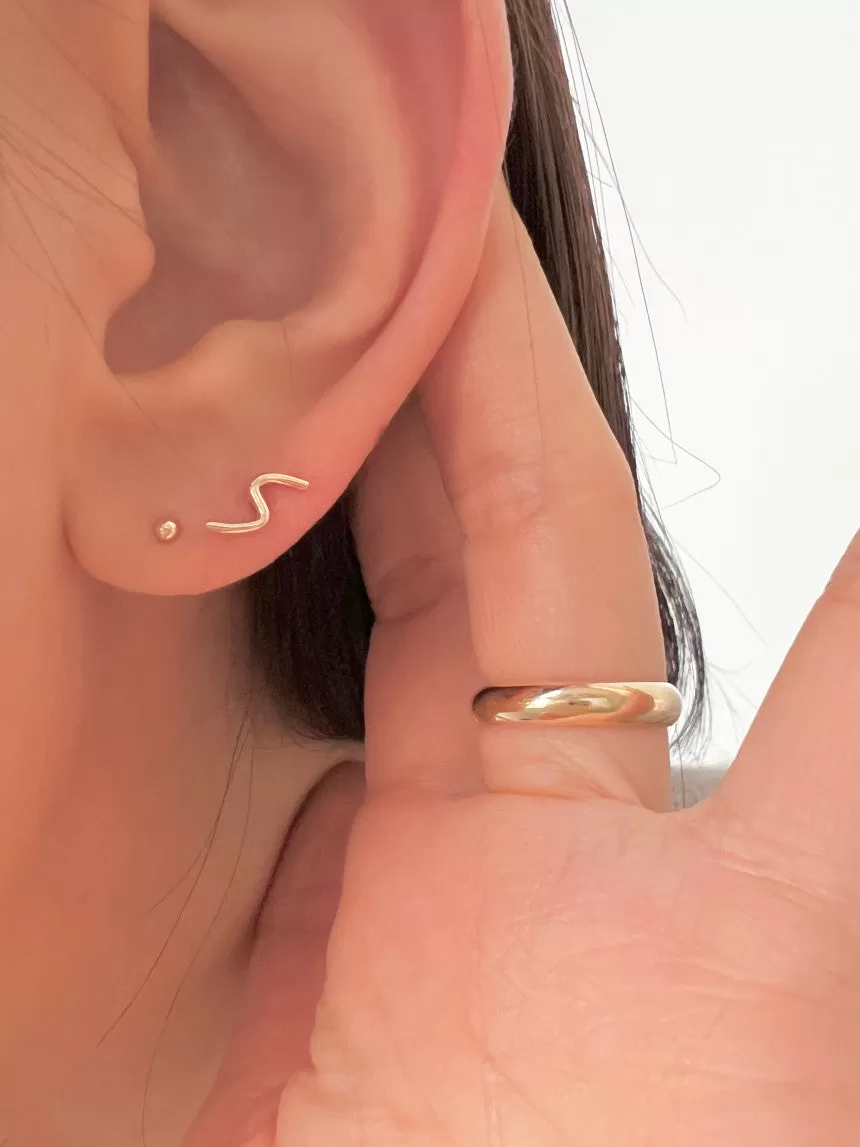 14k Real Solid Gold Wave Zigzag Cartilage Helix Tragus Conch Barbell Ear Stud Earring Piercing