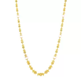 22K Yellow Gold Chain W/ Pearls & Textured Gold Balls