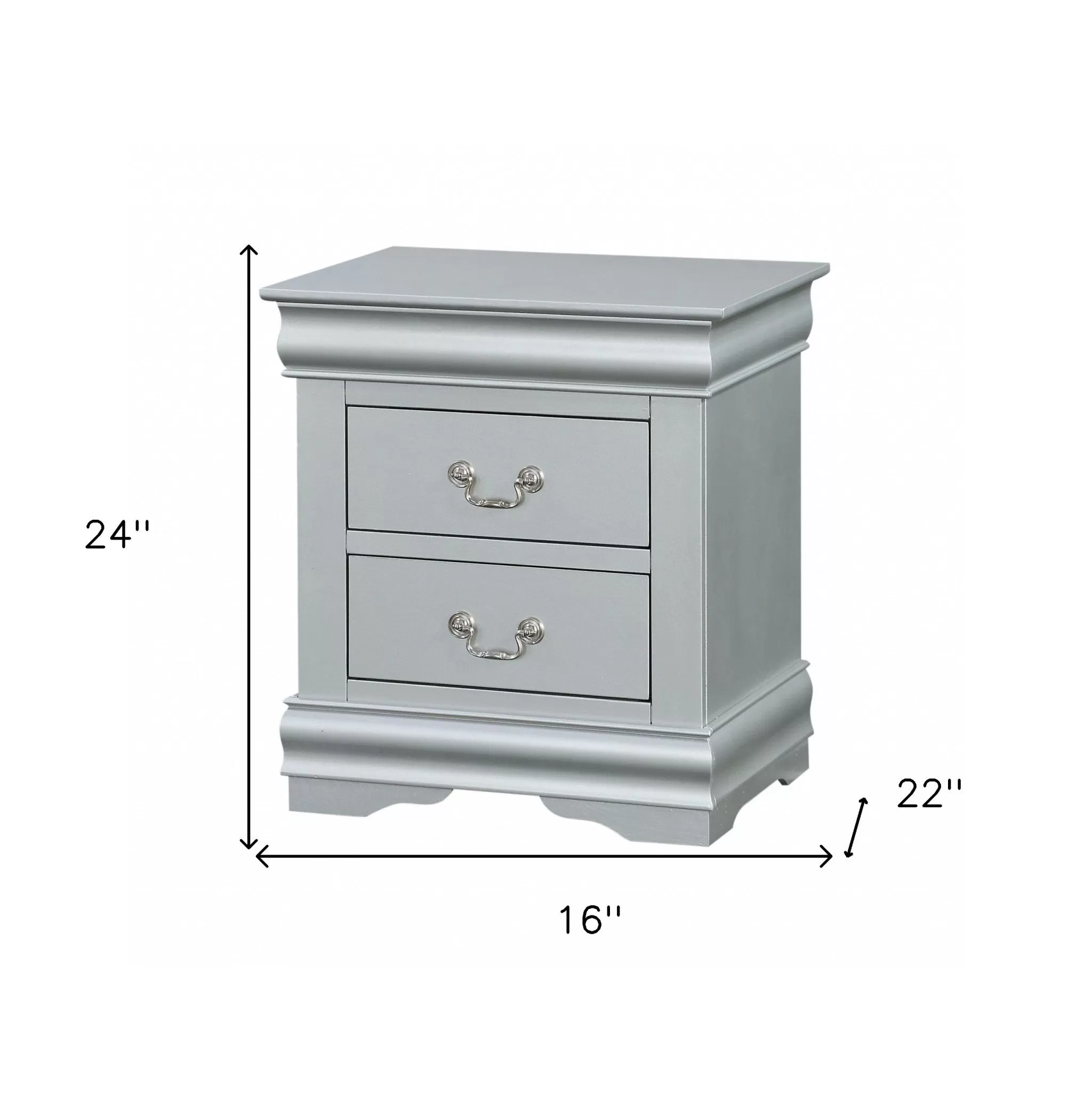 24 Platinum Two Drawers Nightstand