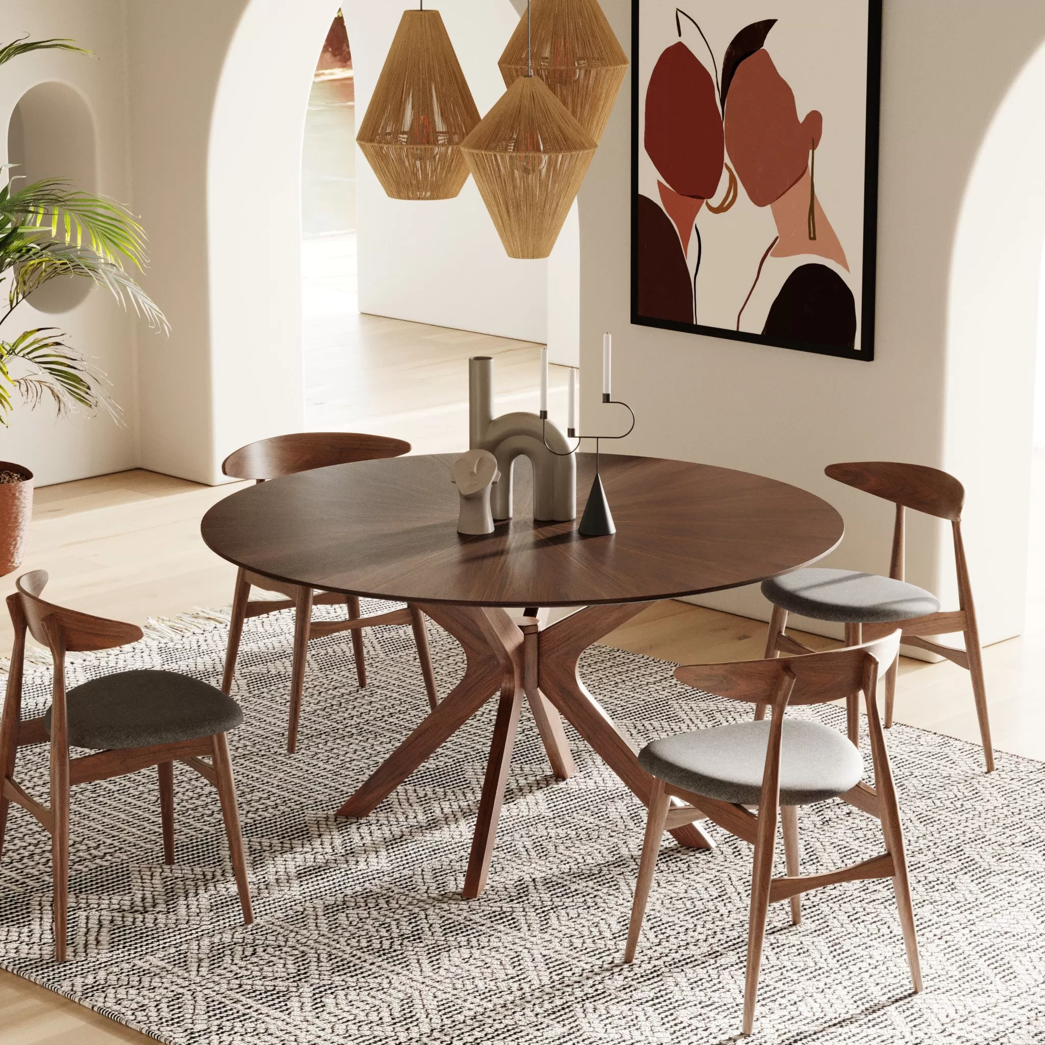 59 Brown Round Dining Table