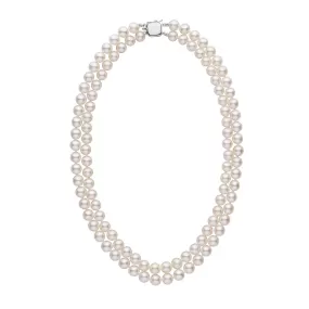 7.5-8.0 mm Double Strand AAA White Freshwater Pearl Necklace