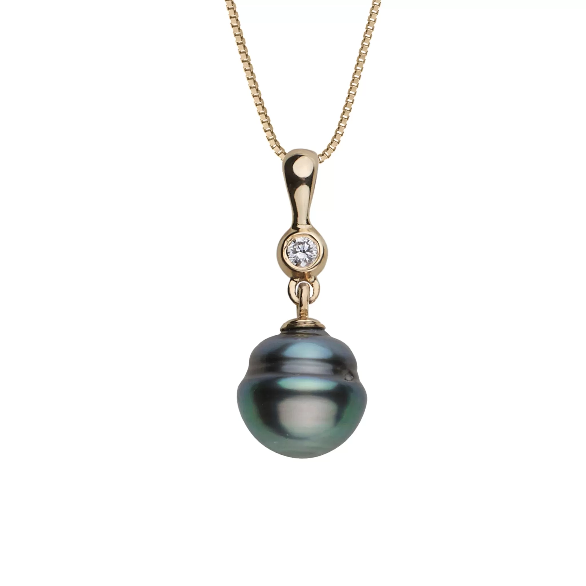 9.0-10.0 mm Tahitian Baroque Pearl and Diamond Romantic Pendant