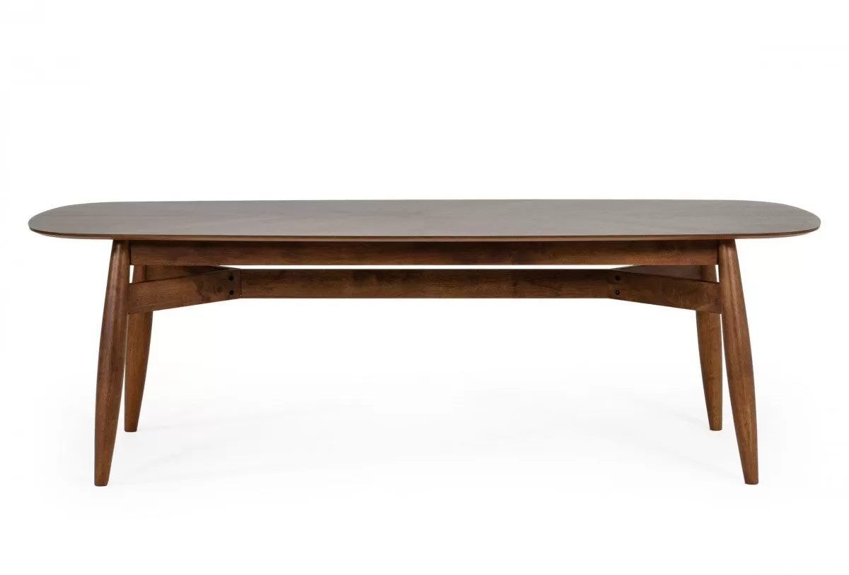 95 Walnut Rounded Rectangular Solid Wood Dining Table