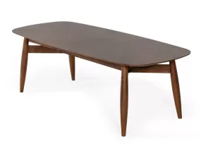 95 Walnut Rounded Rectangular Solid Wood Dining Table