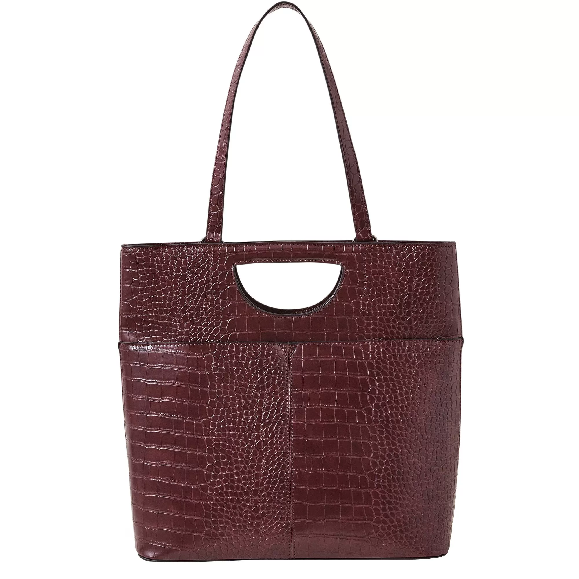 Accessorize London Women's Burgundy Faux Croc Large Grab Bag