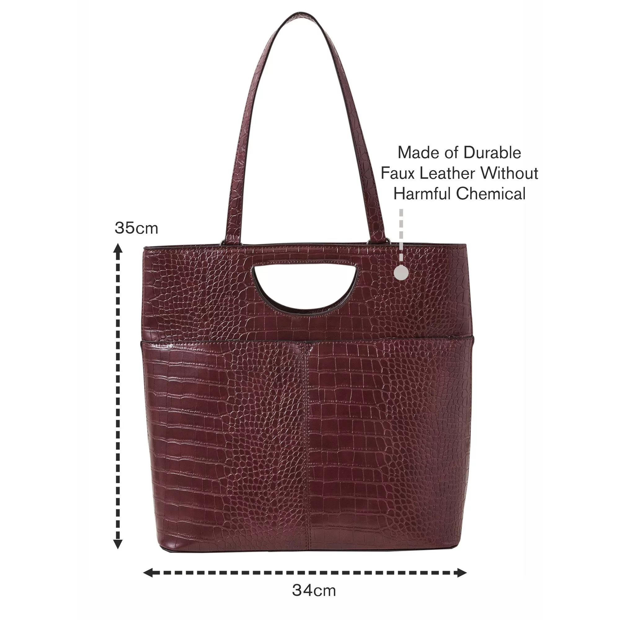 Accessorize London Women's Burgundy Faux Croc Large Grab Bag