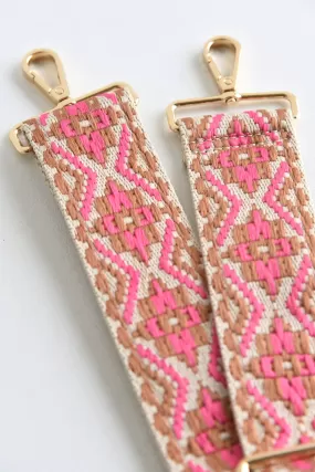 AHDORNED PINK/BROWN EMBROIDERED STRAP