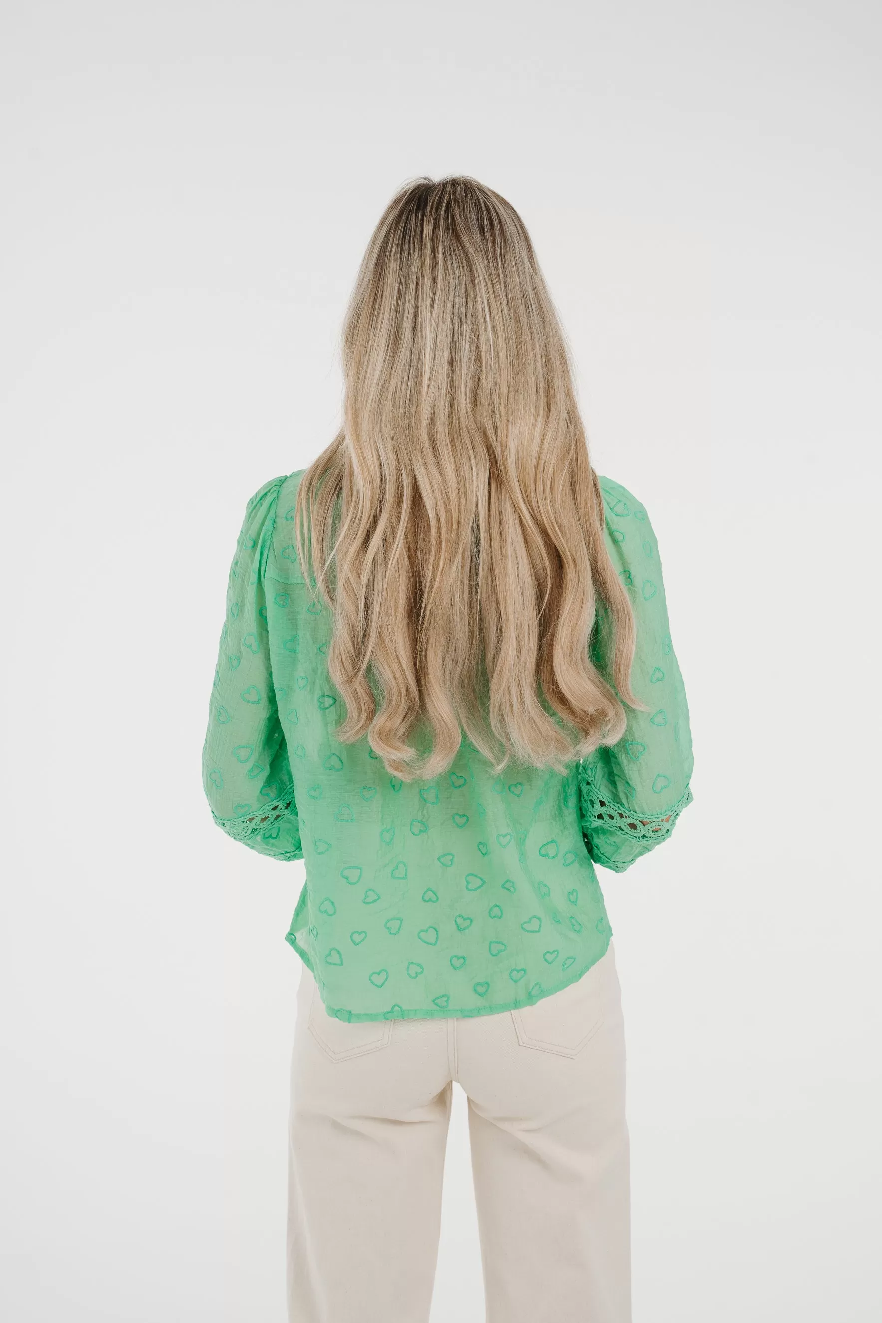 Ally Embroidered Detail Blouse In Green