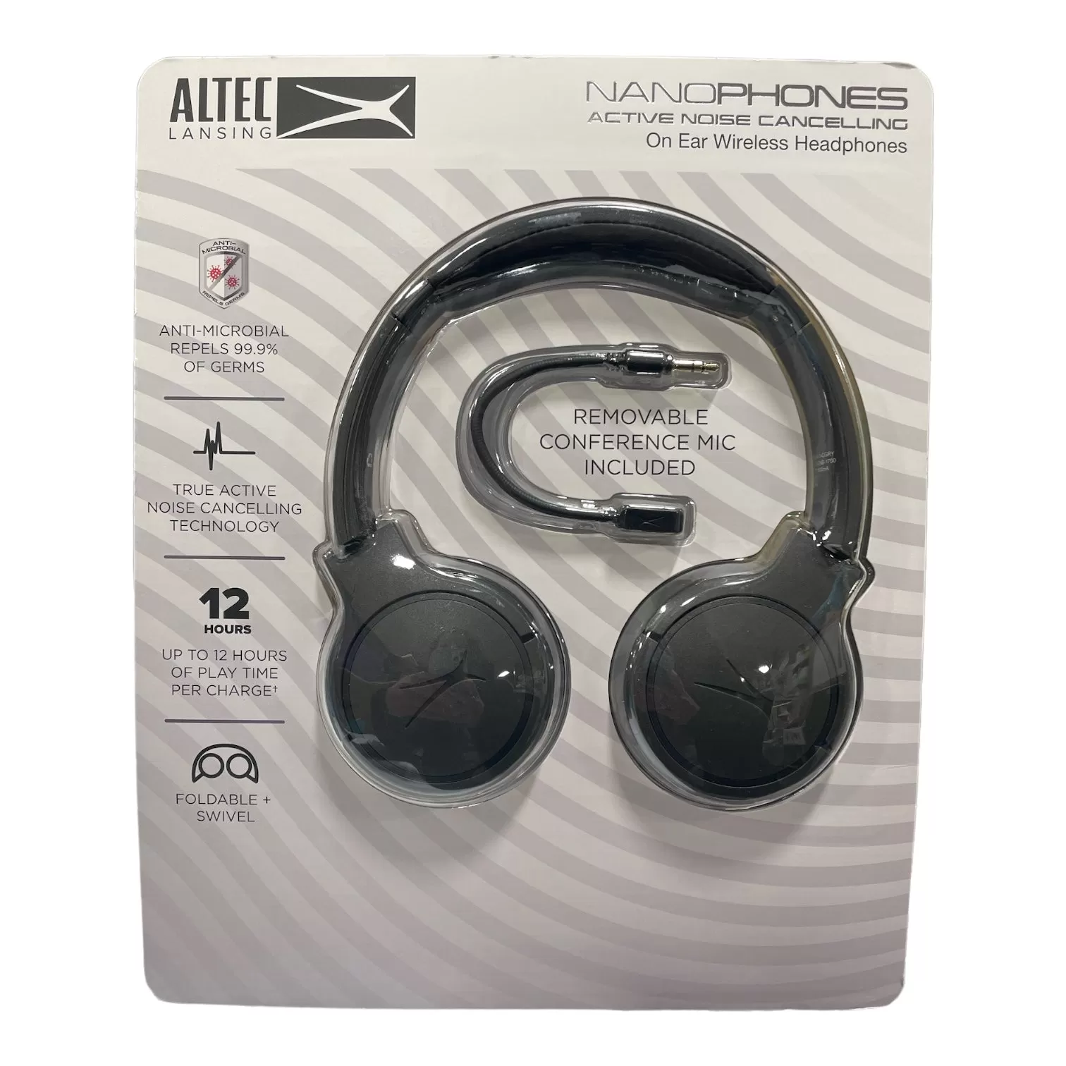 Altec Lansing NanoPhones Active Noise Cancelling On Ear Wireless Headphones