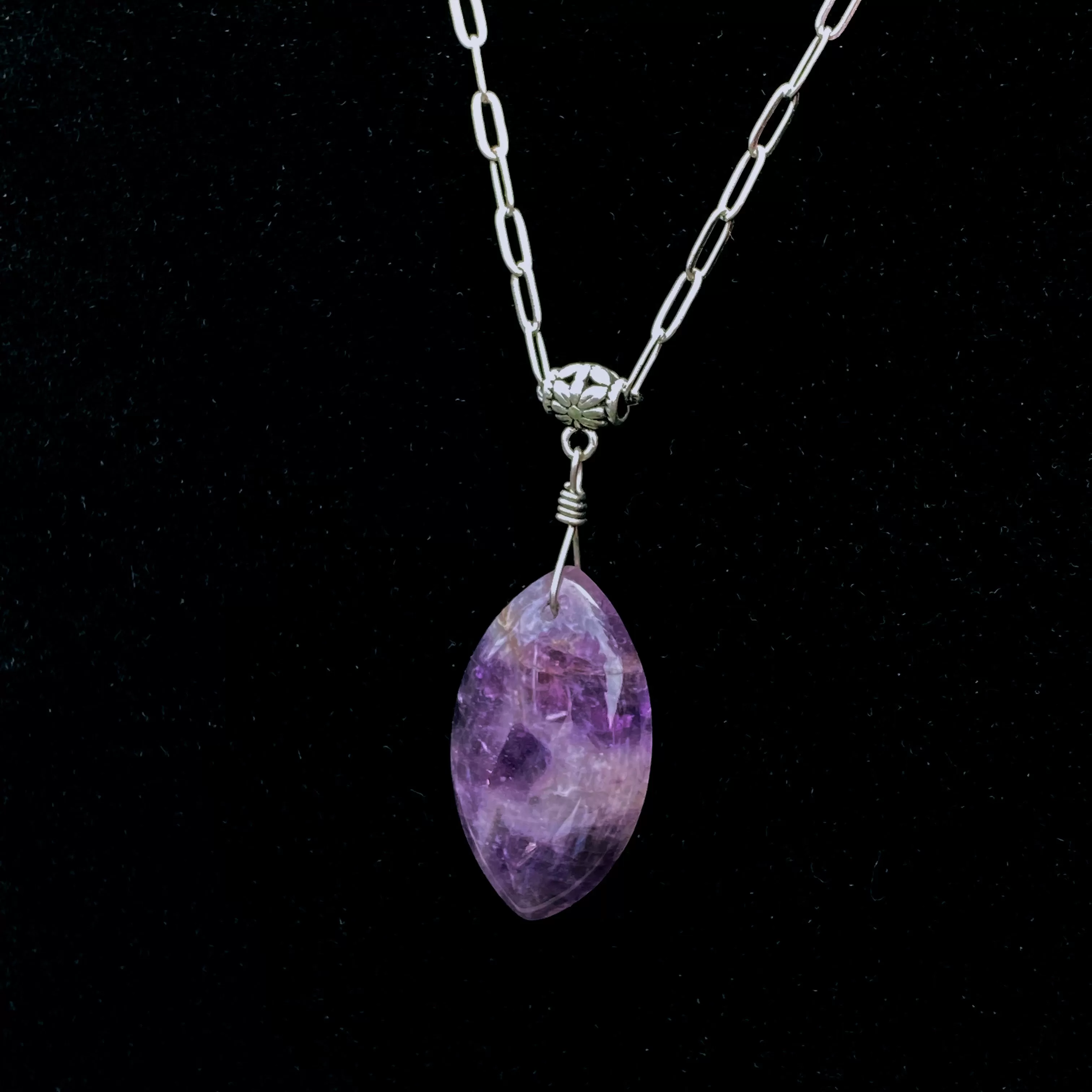 Amethyst gemstone pendant on Stainless steel