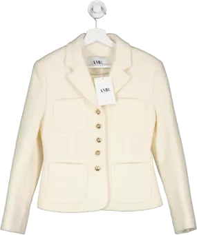 amr london Cream Clieo Wool Boucle Slimline Jacket | White UK S