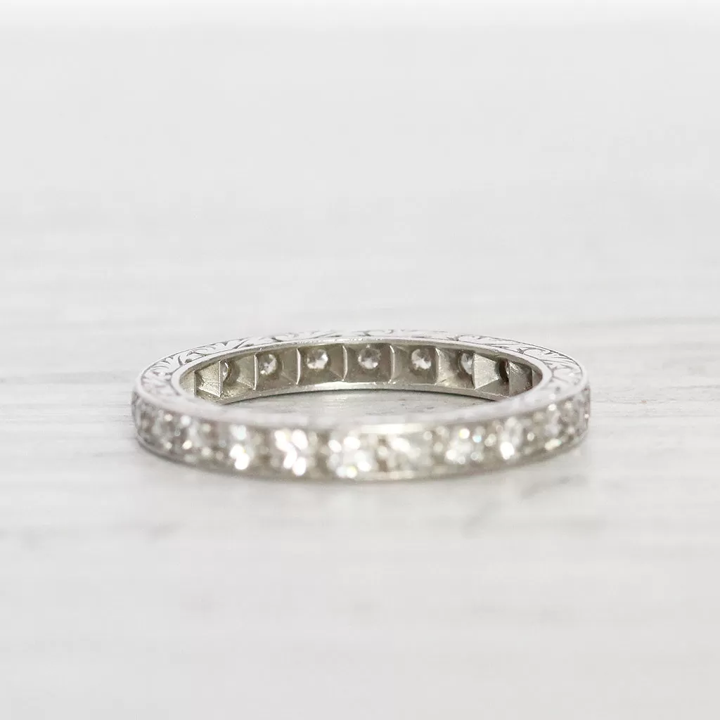 Art Deco 0.60 Carat Diamond Full Eternity Engraved Band