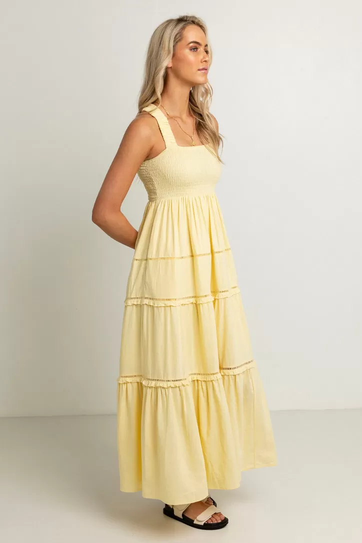 Aurora Butter Strappy Tiered Maxi Dress