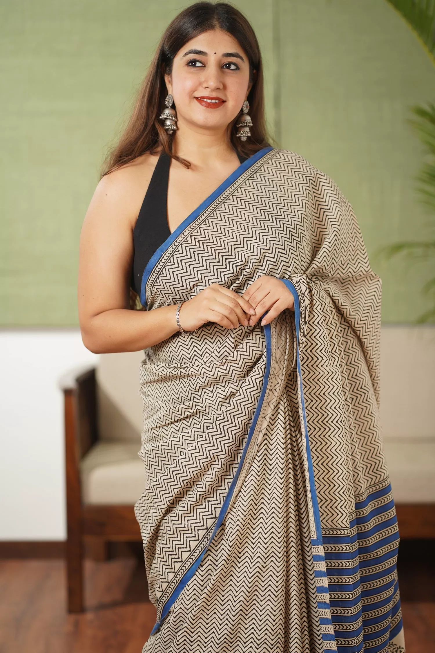 Bagru Cotton Hand Block Printed Saree