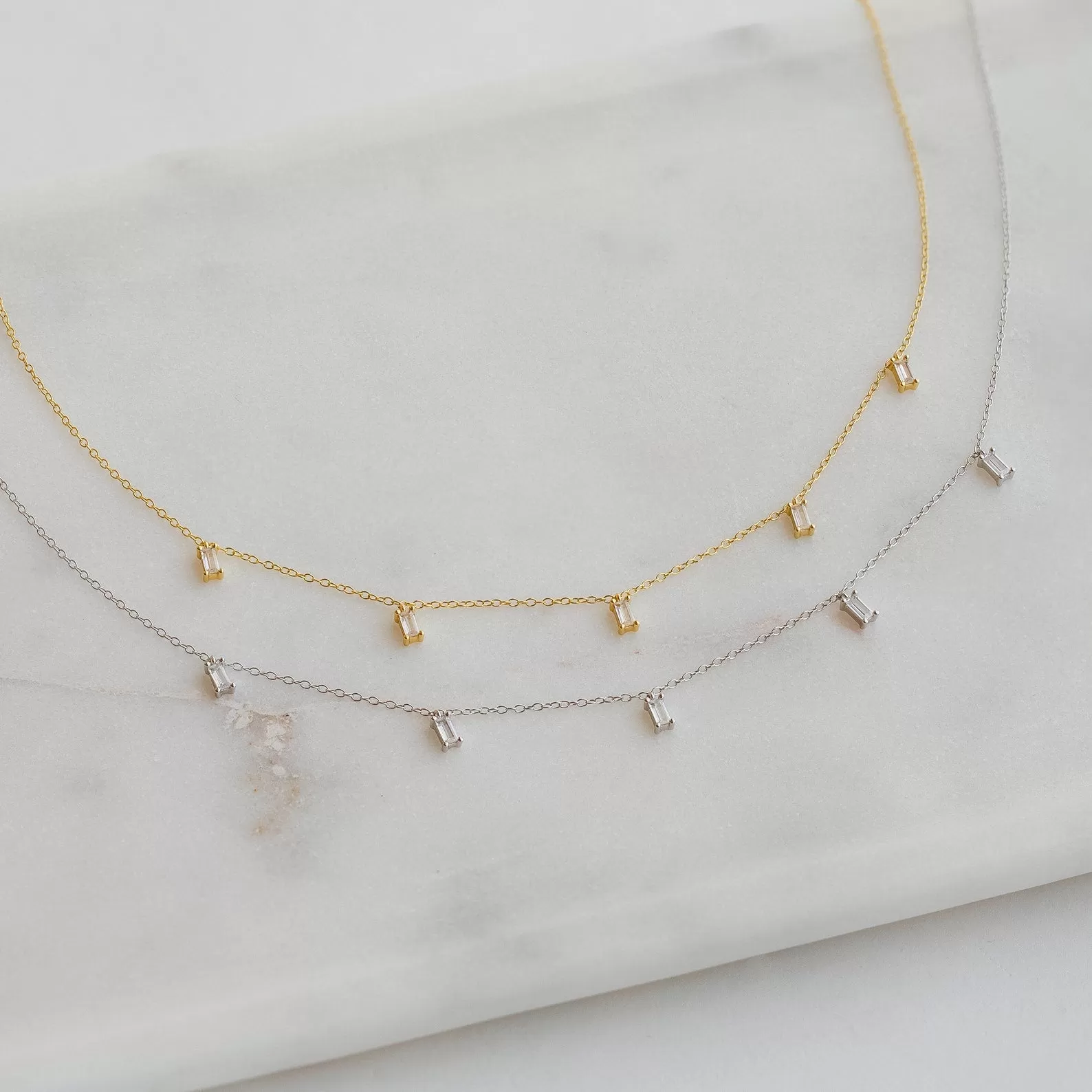 Baguette Station Necklace