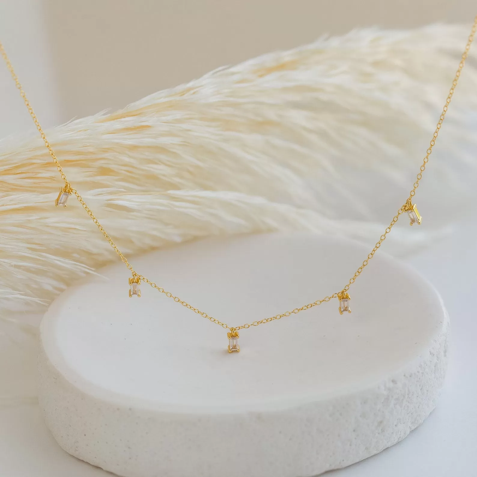 Baguette Station Necklace