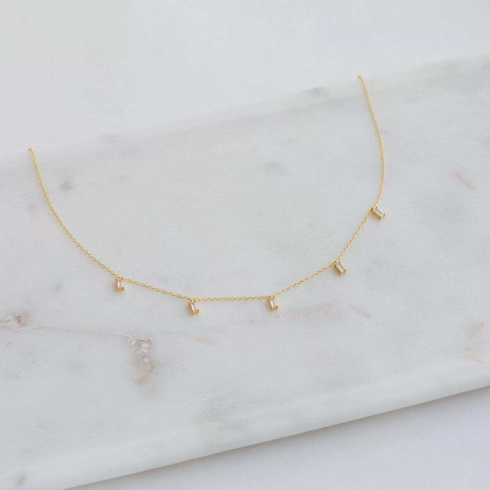 Baguette Station Necklace