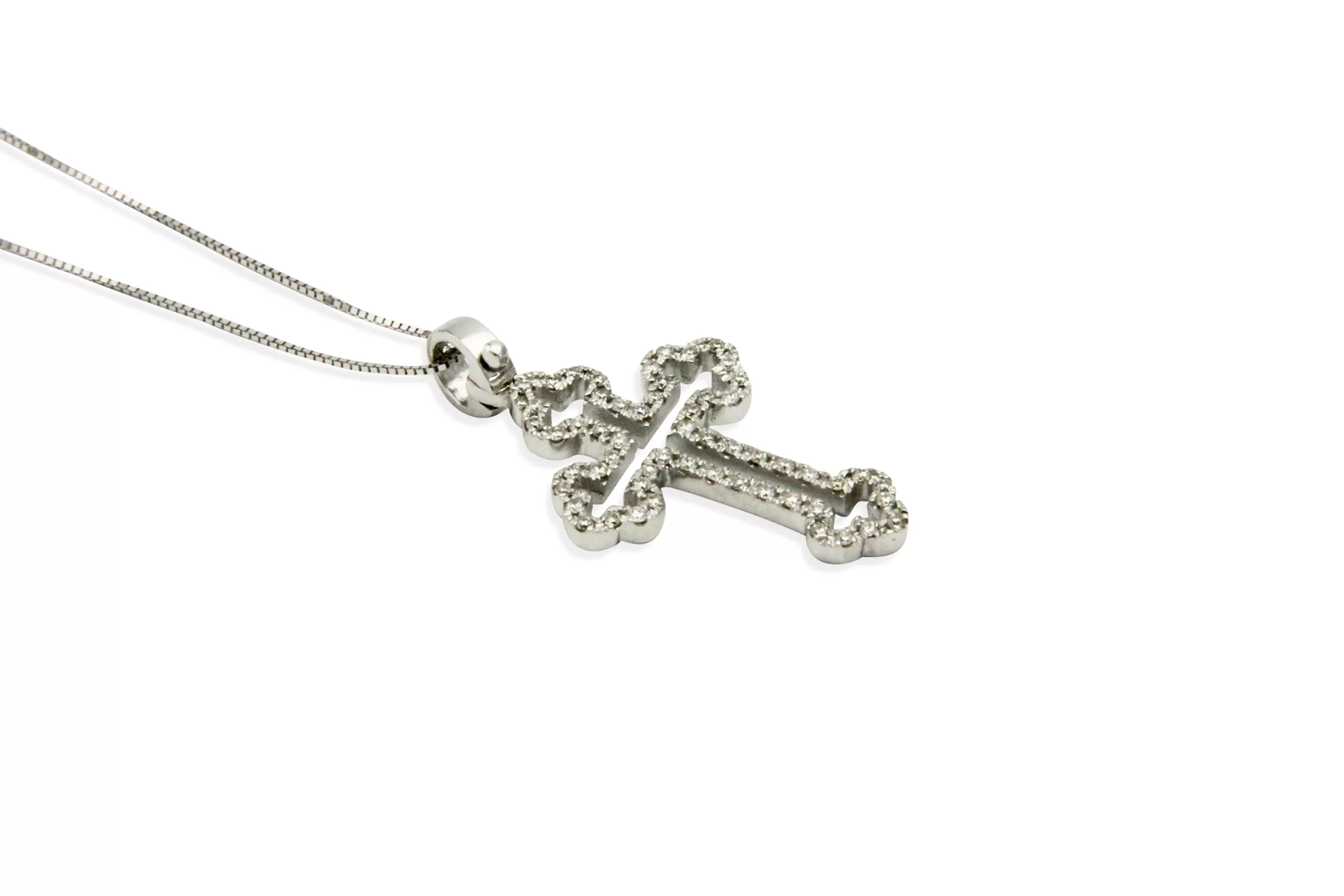 Balistraria Diamond & 18K White Gold Orthodox Cross