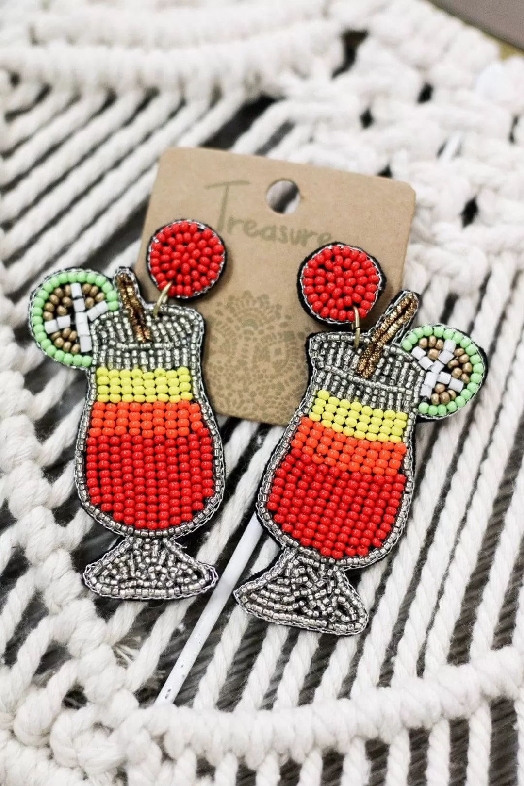 Beaded Red Fruity Drink Earrings