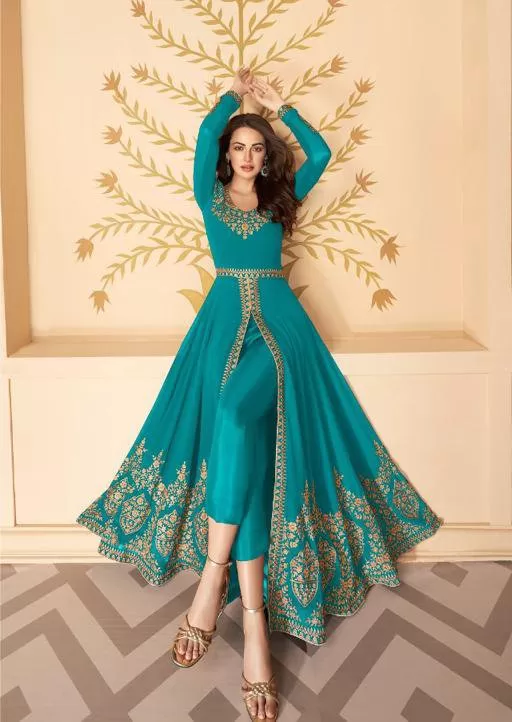 Beautifully designed heavy embroidery Work Anarkali Set - Rent