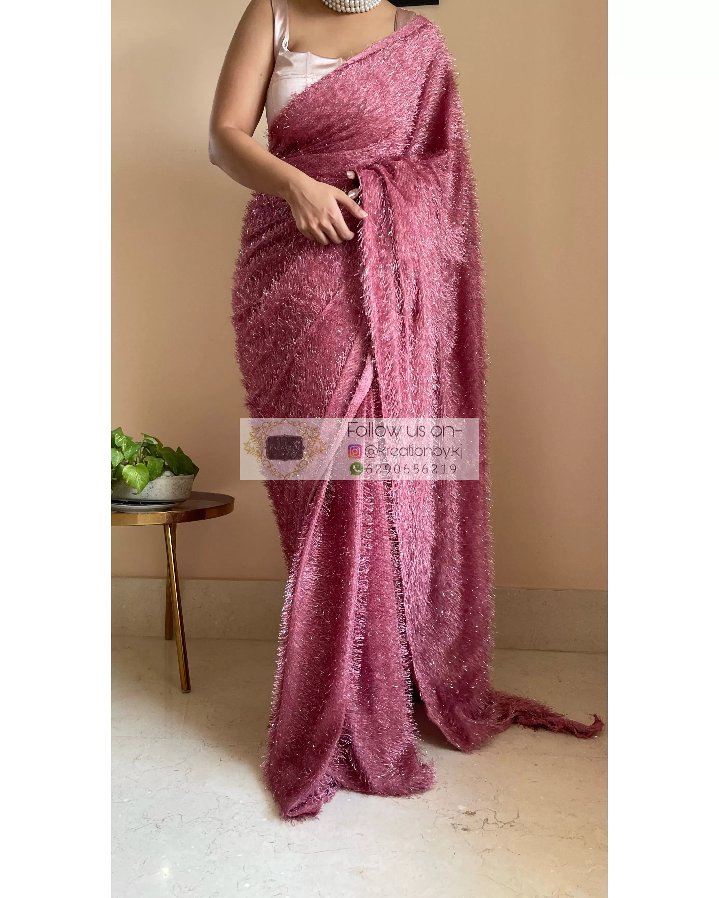 Belle Mauve Fur Saree