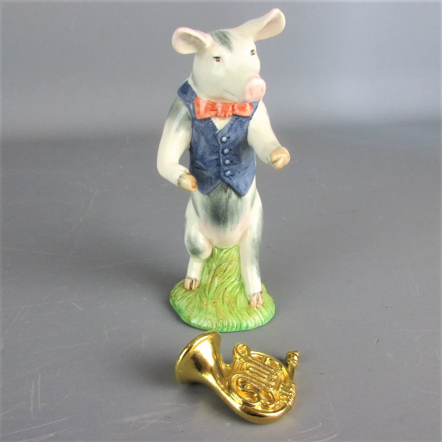 Beswick Pig 'Benjamin' Figurine Playing French Horn Vintage c1970