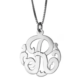 Better Jewelry Small .925 Sterling Silver Custom One Letter Monogram Pendant Necklace