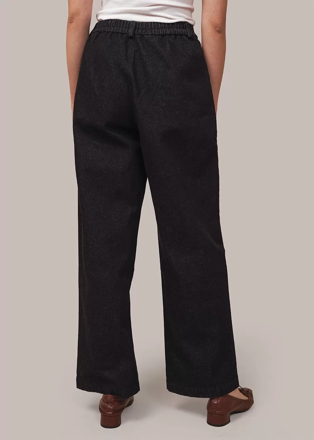 Black Denim Twist Pants