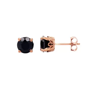 Black Spinel Stud Earrings in 14K Gold Jet Black Spinel Earrings in Filigree Settings