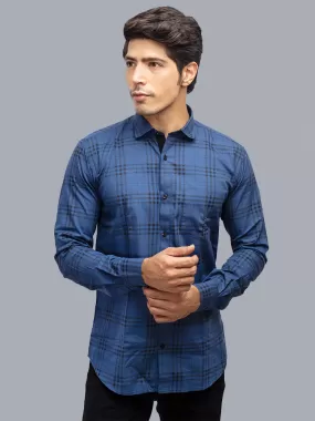 Blue Check Shirt - Checked Regular Fit Casual Shirt