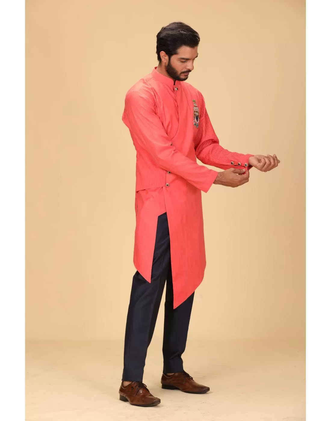 BluesnGreys Designer Orange Color Kurta Pant - Rent