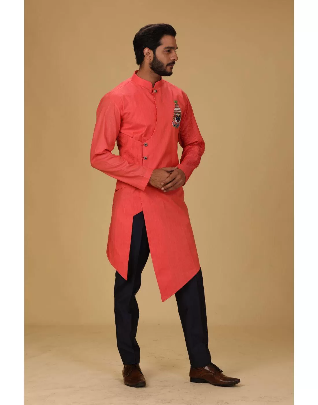 BluesnGreys Designer Orange Color Kurta Pant - Rent