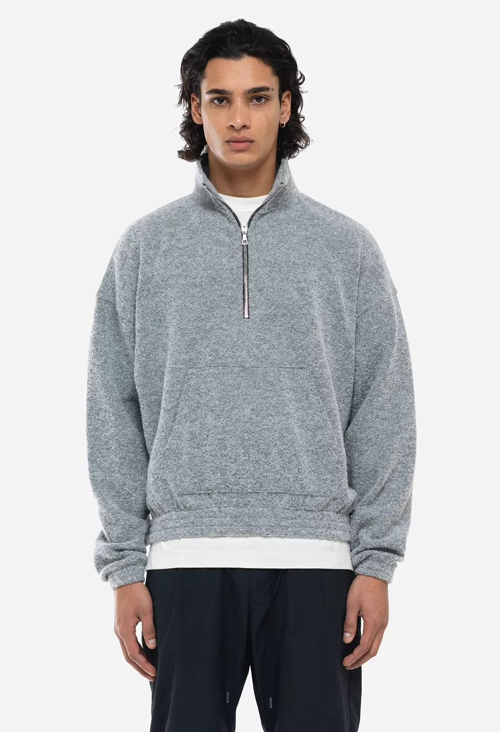 Boucle Half-Zip Pullover / Cement