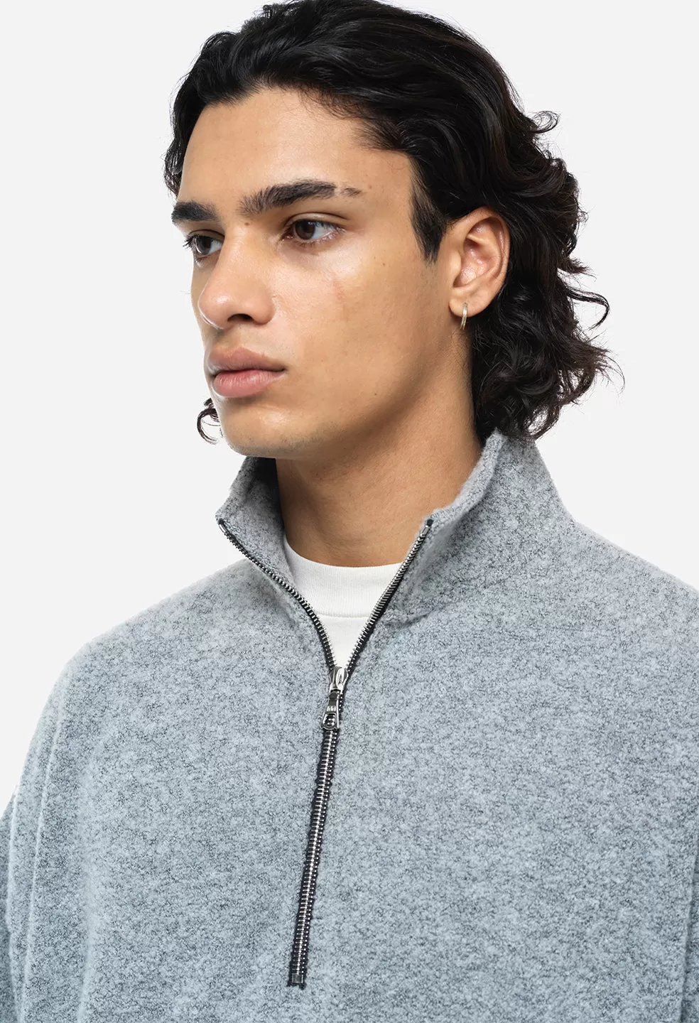 Boucle Half-Zip Pullover / Cement