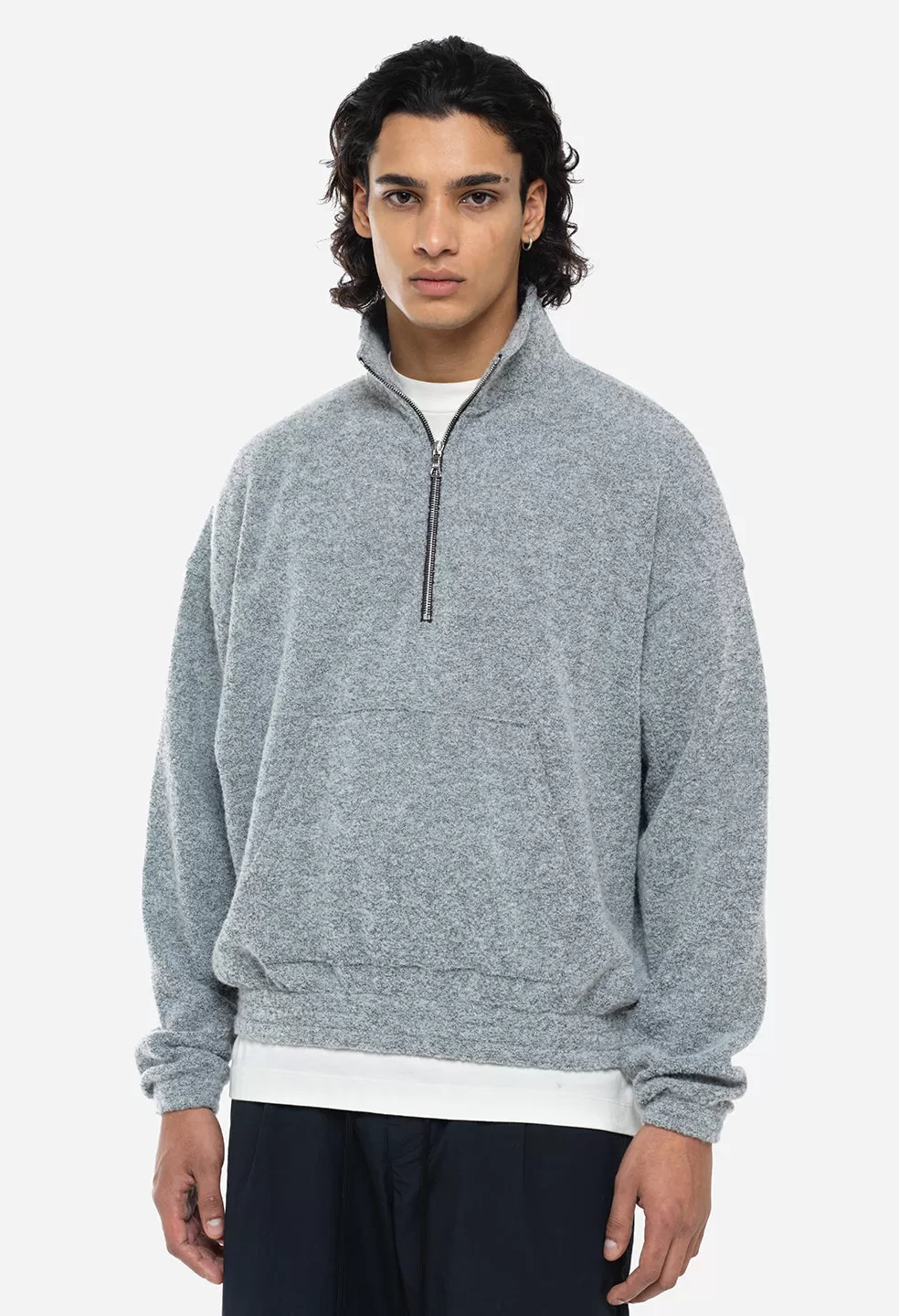 Boucle Half-Zip Pullover / Cement