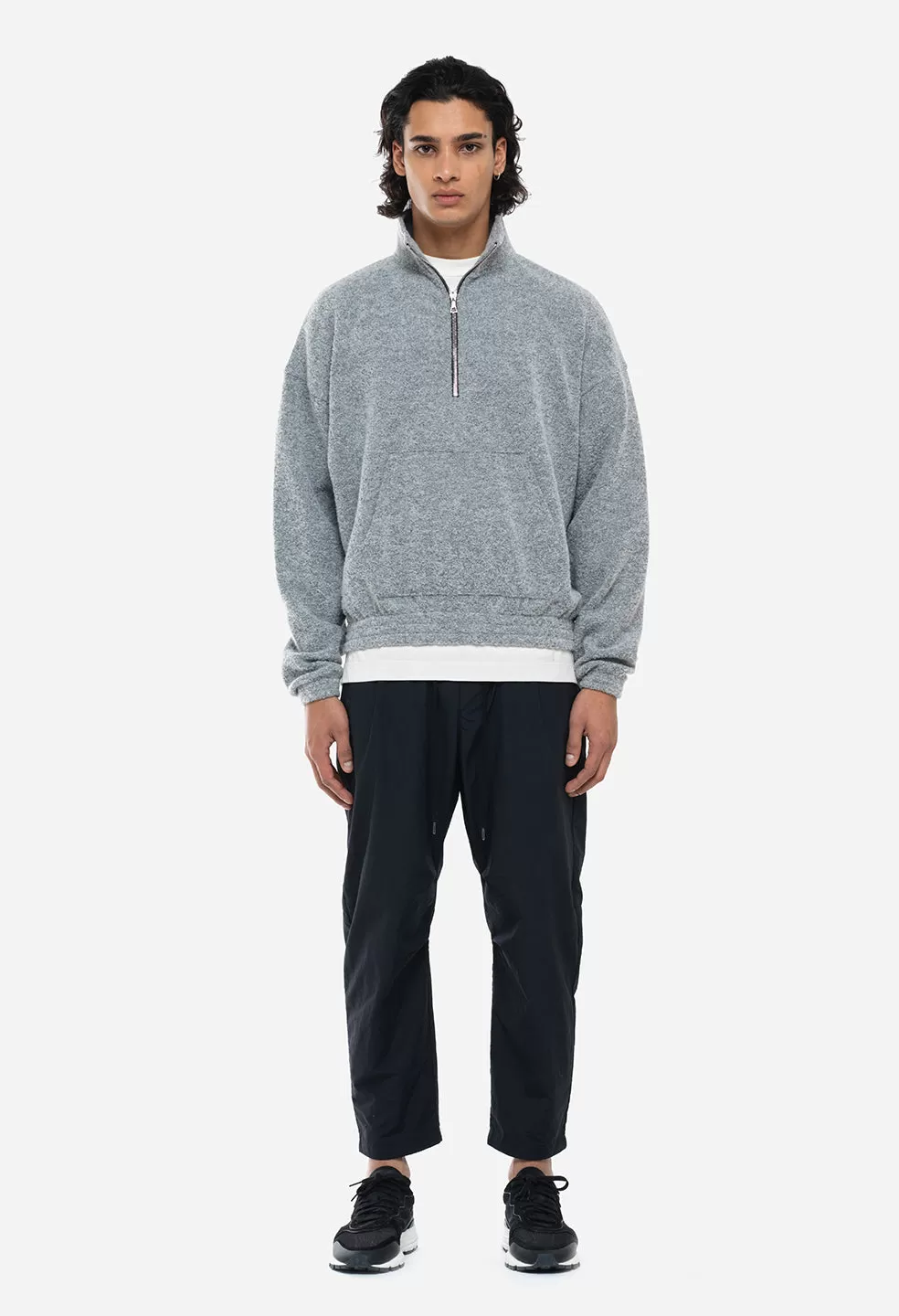 Boucle Half-Zip Pullover / Cement