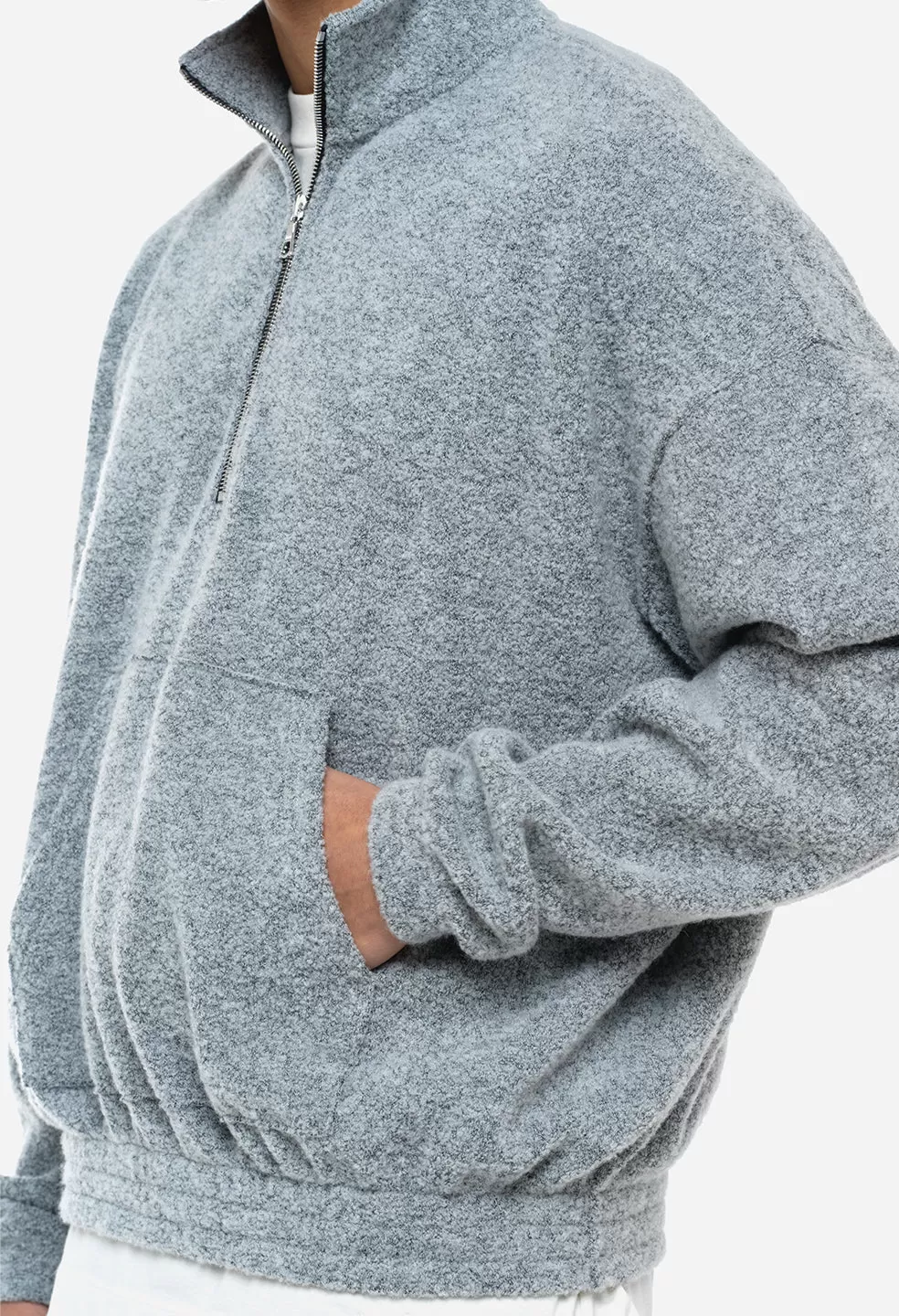 Boucle Half-Zip Pullover / Cement