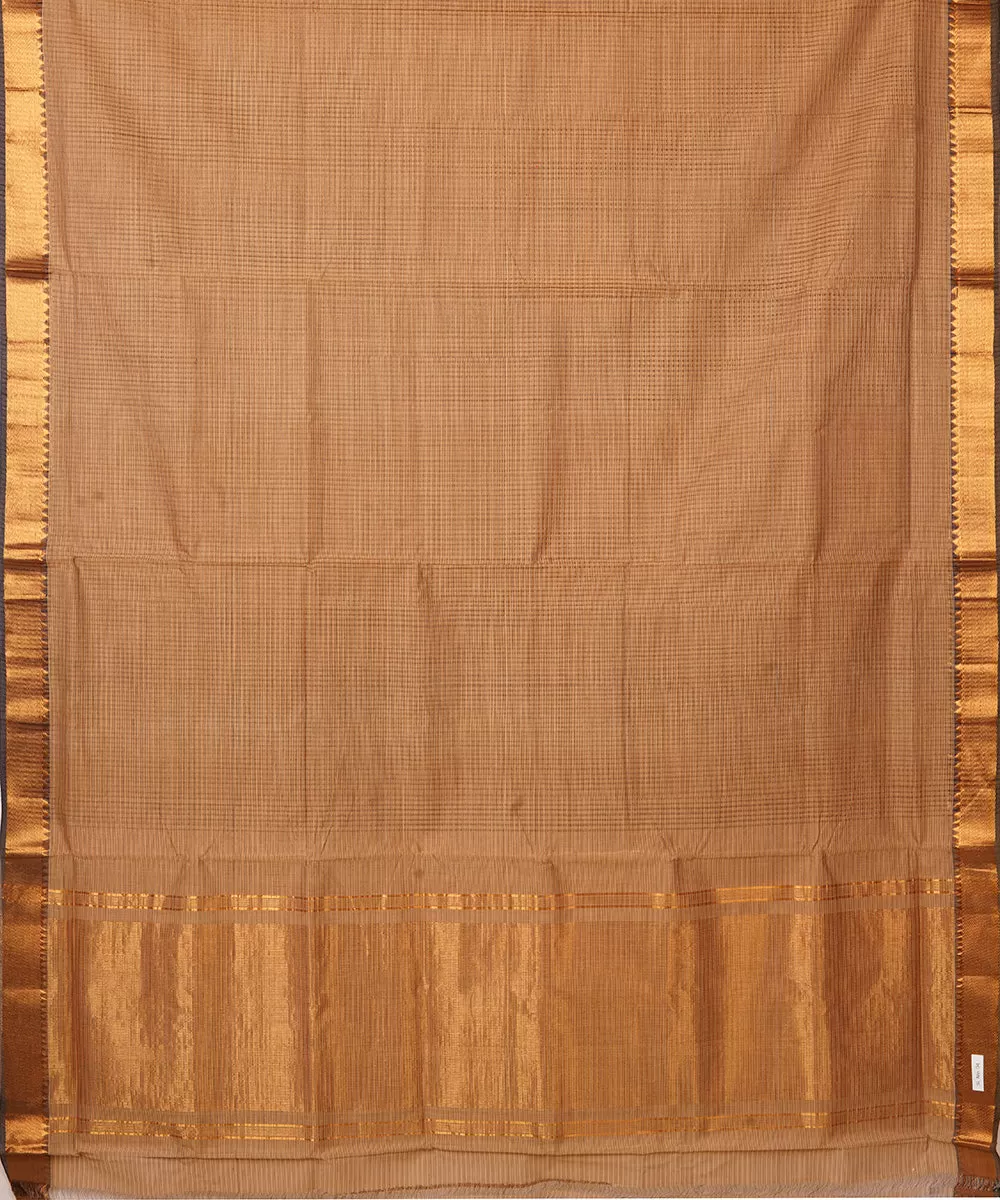 Brown handwoven mangalagiri cotton saree