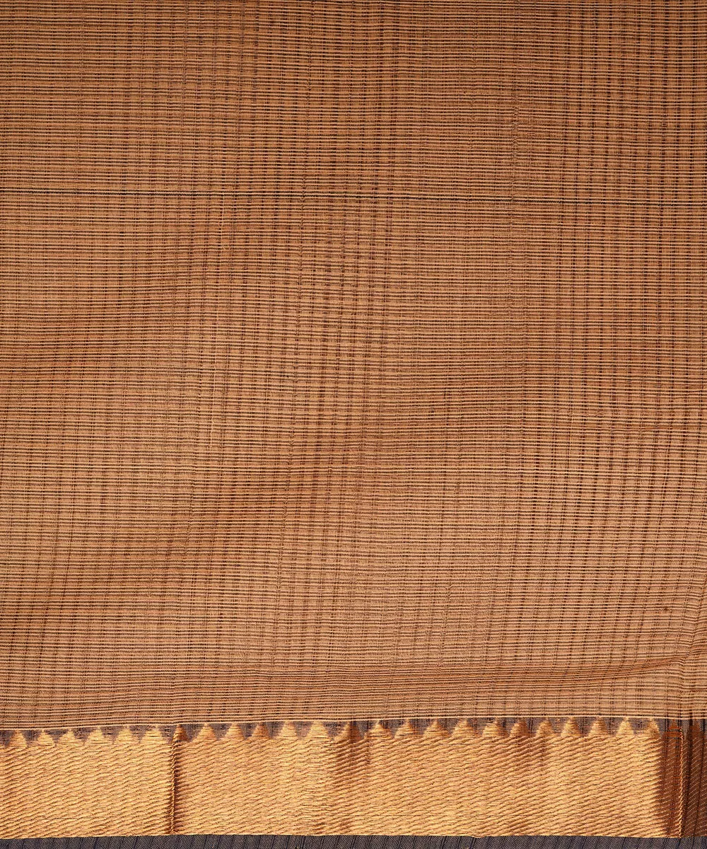 Brown handwoven mangalagiri cotton saree