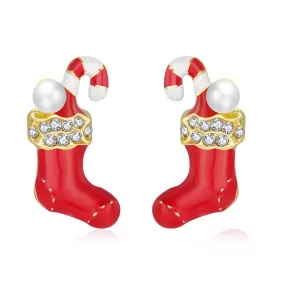 Candy Cane Stocking- Holiday Earrings