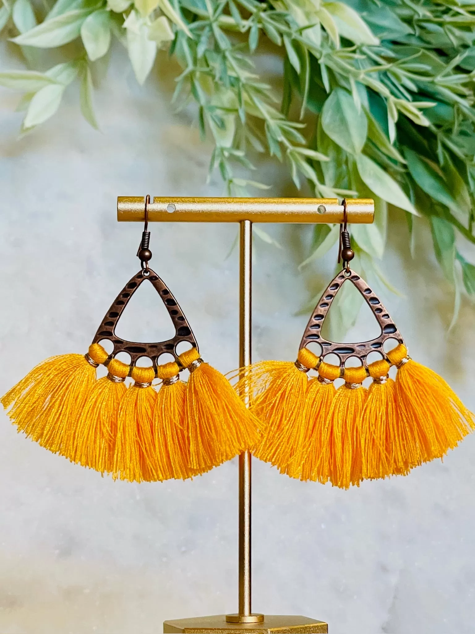 Carissa Fringe Earrings  Mustard