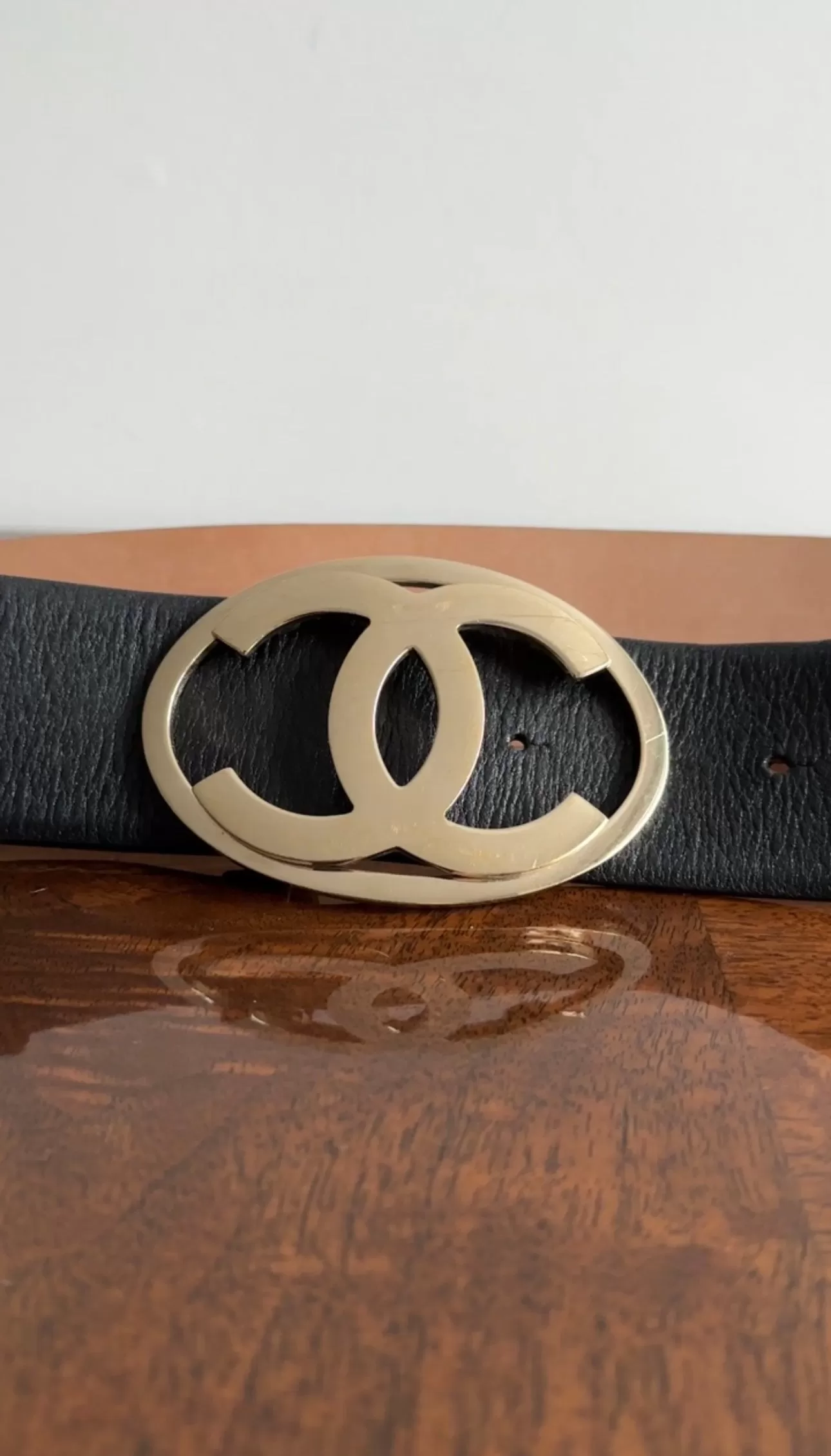 Chanel Vintage 00V Large CC Buckle Black Leather Belt - 90/36