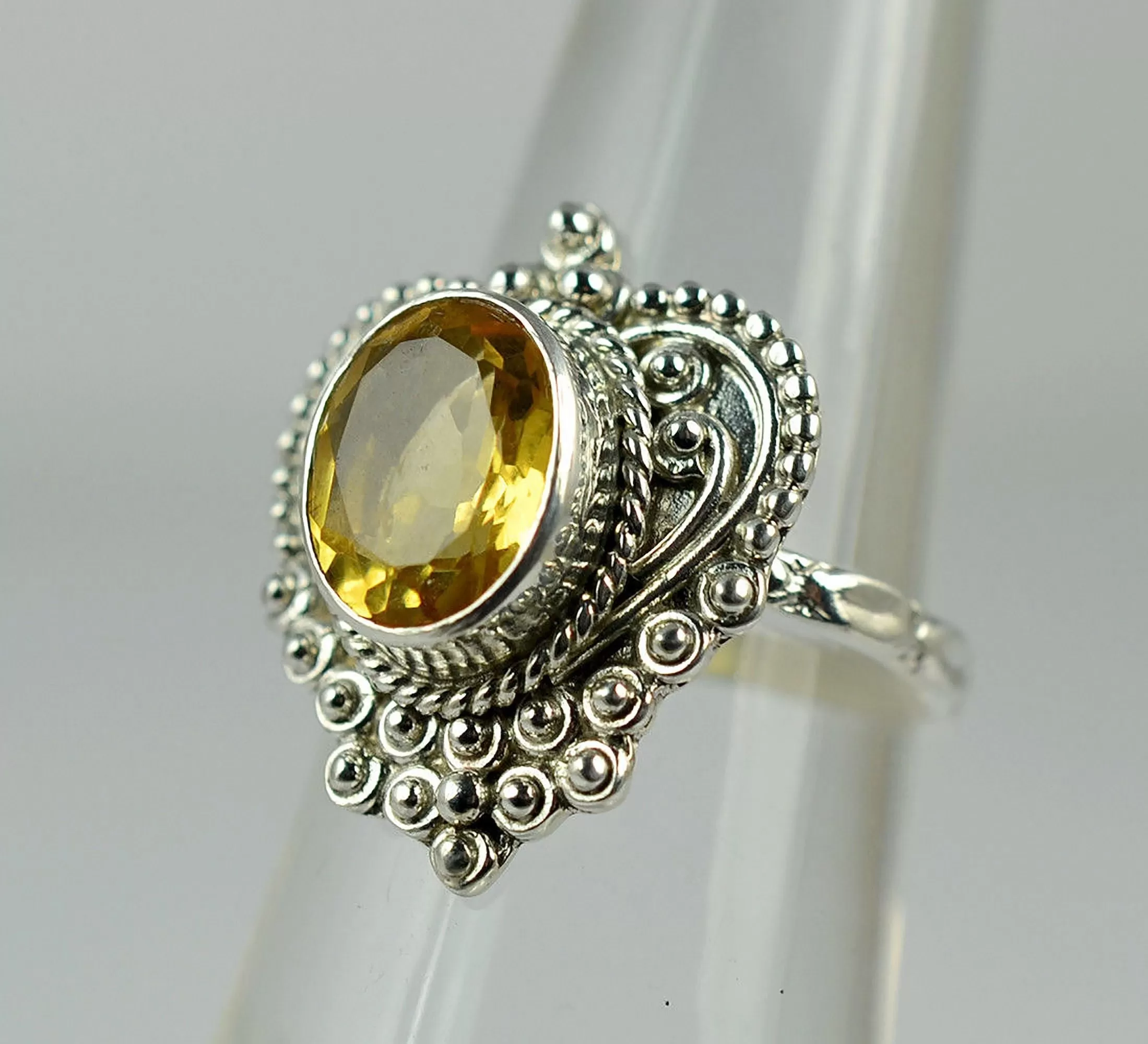 Citrine Oval 925 Solid Sterling Silver Handmade Ring Size 4 to 13 US