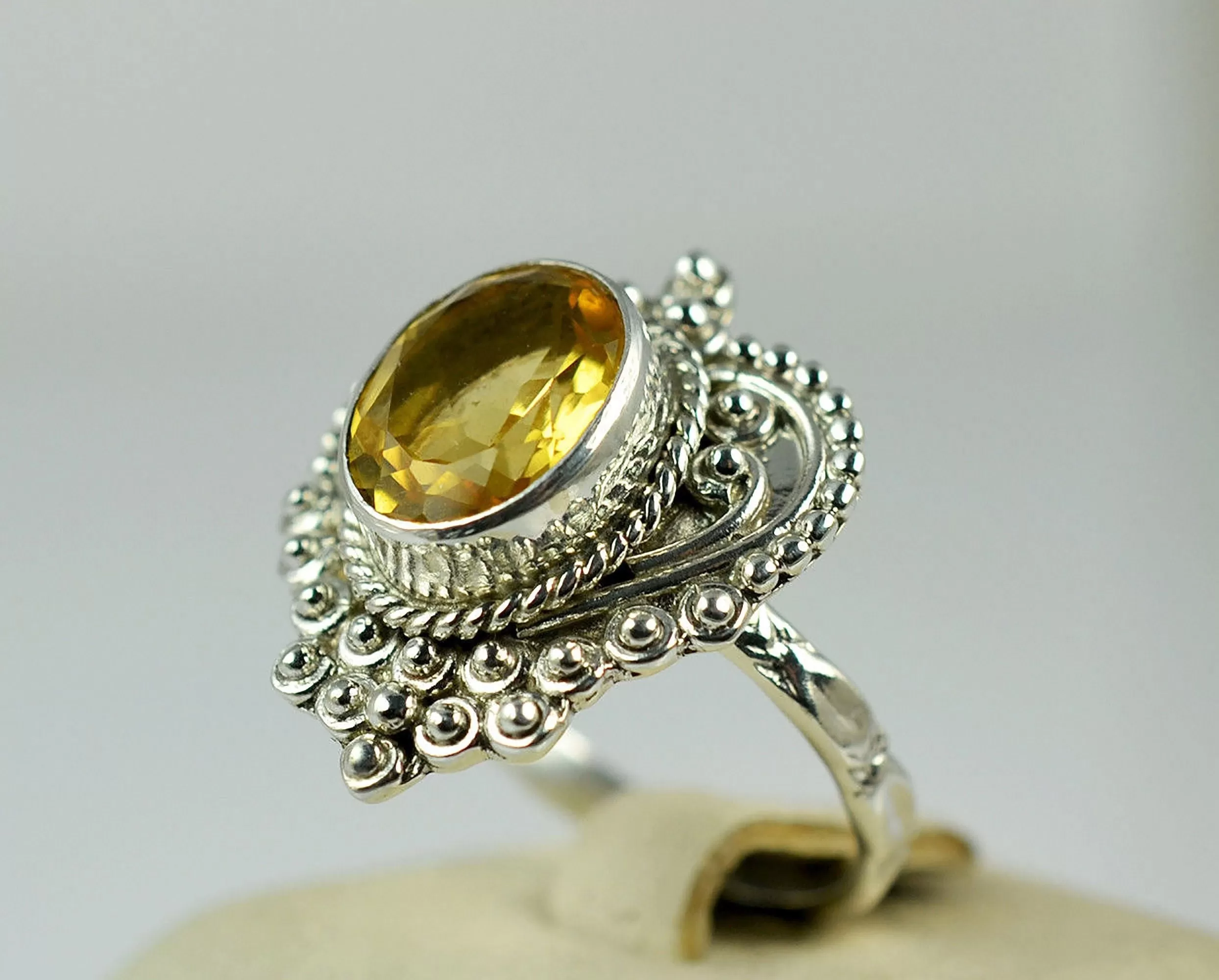 Citrine Oval 925 Solid Sterling Silver Handmade Ring Size 4 to 13 US