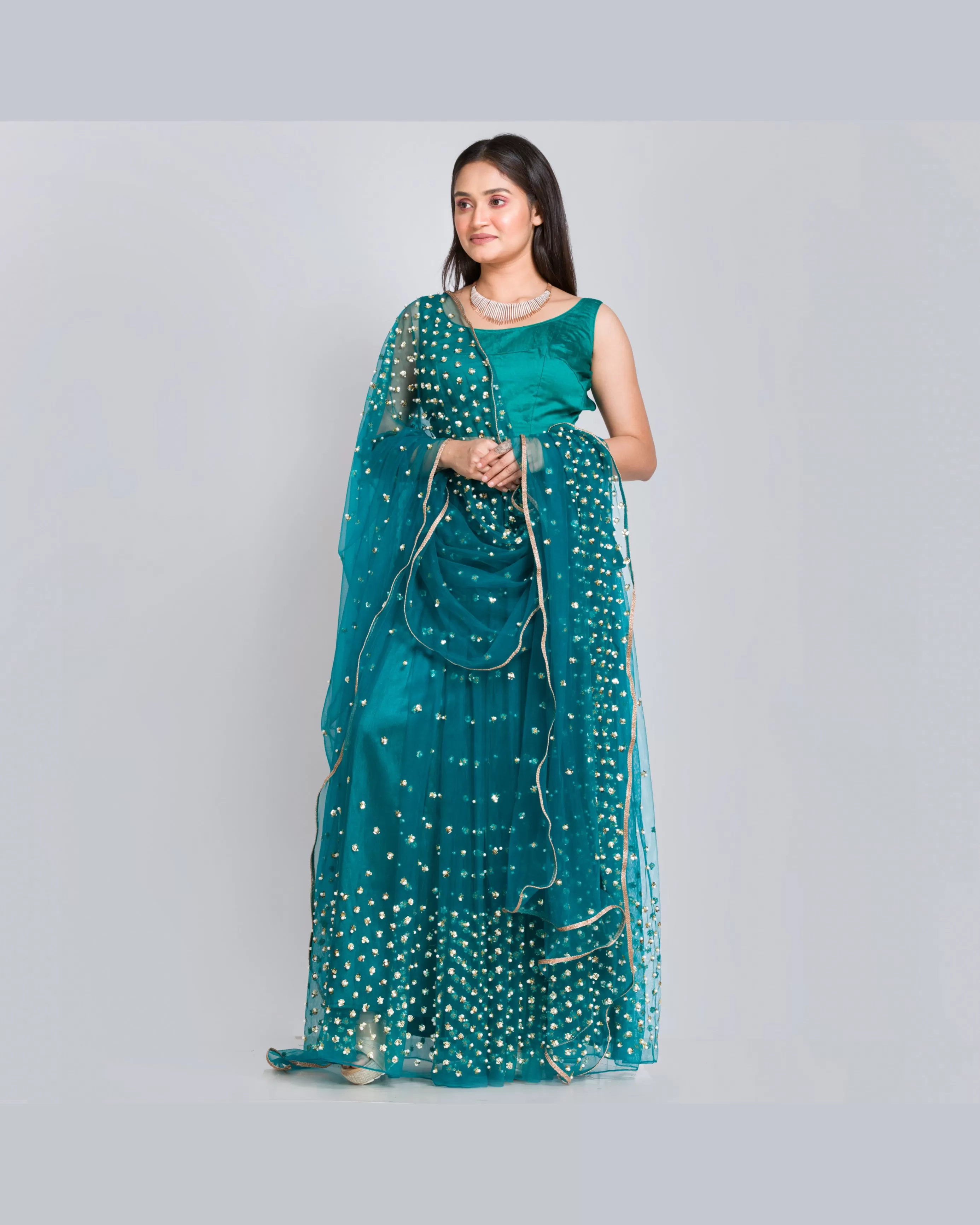 City of Stars Teal Blue Lehenga